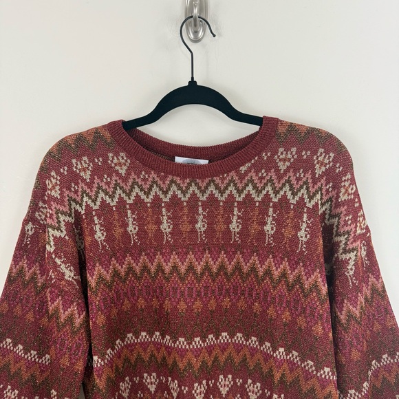 Anthropologie X Happy Sheep Fair Isle Lurex Sparkle Balloon Sleeve Sweater Large - Picture 3 of 14